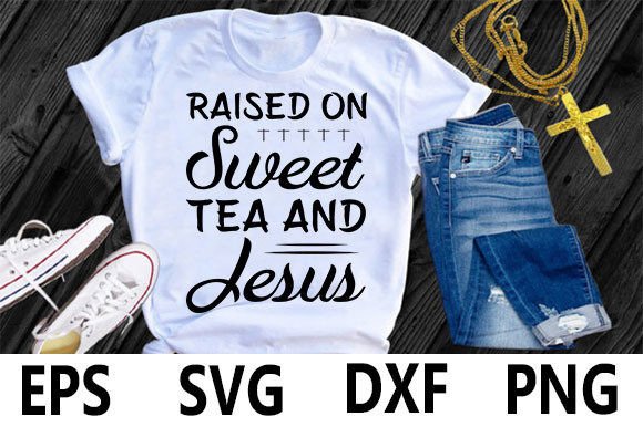 Christian Jesus T-Shirt Design, Raised: A Versatile Graphic for Faith-Based Branding and Lifestyle Marketing
